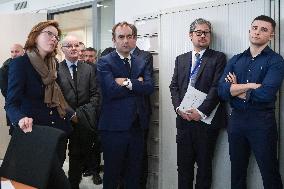 Sebastien Lecornu during a visit at DNEF and the National and DVNI - Romainville