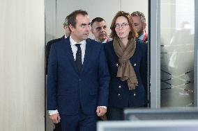 Sebastien Lecornu during a visit at DNEF and the National and DVNI - Romainville
