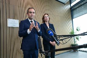 Sebastien Lecornu during a visit at DNEF and the National and DVNI - Romainville