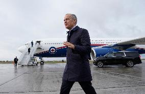 Mark Carney Speaks To Press Before Boarding Plane - Ottawa