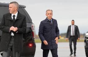 Mark Carney Speaks To Press Before Boarding Plane - Ottawa