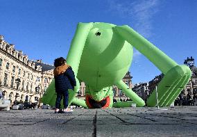 Giant Inflatable Kermit The Frog Installation - Paris