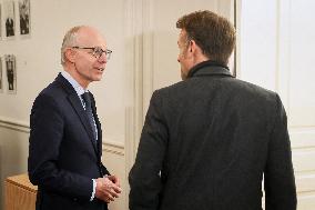 President Macron At Visio Conference of the Coalition of Volunteers At Elysee - Paris