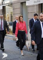 EU Parliament President Roberta Metsola Shopping - Milan