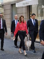 EU Parliament President Roberta Metsola Shopping - Milan