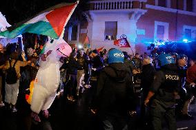 Pro-Palestinian Protest At Israeli Embassy - Rome