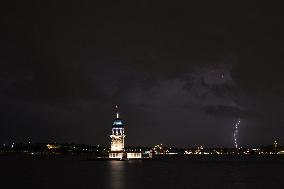Lighting Strikes Illustrations During Nightime - Istanbul