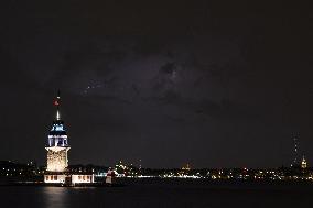 Lighting Strikes Illustrations During Nightime - Istanbul