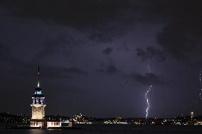 Lighting Strikes Illustrations During Nightime - Istanbul