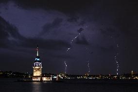 Lighting Strikes Illustrations During Nightime - Istanbul