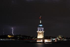 Lighting Strikes Illustrations During Nightime - Istanbul
