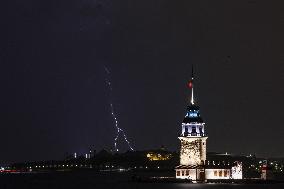 Lighting Strikes Illustrations During Nightime - Istanbul