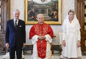 Pope Leo XIV Meets Philippe And Mathilde of Belgium - Vatican