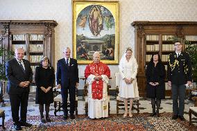 Pope Leo XIV Meets Philippe And Mathilde of Belgium - Vatican