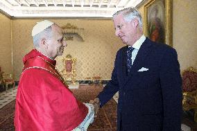 Pope Leo XIV Meets Philippe And Mathilde of Belgium - Vatican
