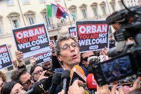 Protest Against Viktor Orban's Italy Visit - Rome