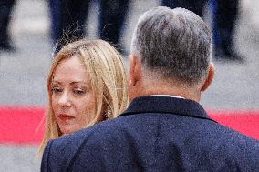Geogia Meloni Meets With Hungarian PM Viktor Orban - Rome