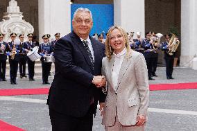 Geogia Meloni Meets With Hungarian PM Viktor Orban - Rome