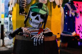 Cardboard Skulls Decorate Tlahuac Streets - Mexico City