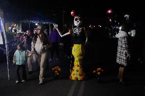 Cardboard Skulls Decorate Tlahuac Streets - Mexico City