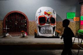 Cardboard Skulls Decorate Tlahuac Streets - Mexico City