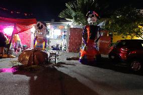 Cardboard Skulls Decorate Tlahuac Streets - Mexico City