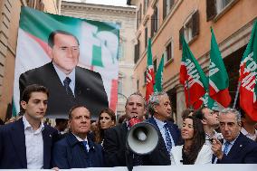 Forza Italia's Flash Mob in Front of The Senate - Rome