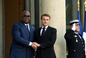 Macron Welcomes President Of The Democratic Republic Of Congo Felix Tshisekedi - Paris