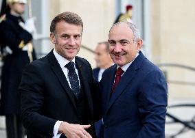 Macron Welcomes Prime Minister Of The Republic Of Armania Nikol Pachinian - Paris