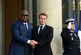 Macron Welcomes President Of The Democratic Republic Of Congo Felix Tshisekedi - Paris