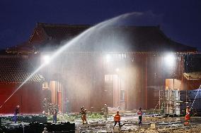 Fire drill at Okinawa's Shuri Castle