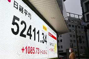 Nikkei index ends at record high