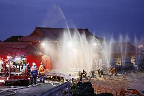 Fire drill at Okinawa's Shuri Castle