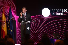 King Felipe attends the first Ibero-American Future Congress - Madrid