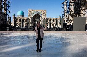 Jean-Michel Jarre At Concert on Registan Square - Samarkand