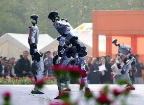 Robots Dancing at Chrysanthemum Exhibition in Yichan