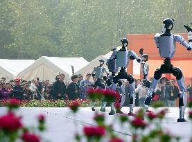 Robots Dancing at Chrysanthemum Exhibition in Yichan