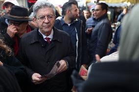 Jean-Luc Melenchon Visit To Market - Choisy-Le-Roi