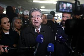 Jean-Luc Melenchon Visit To Market - Choisy-Le-Roi