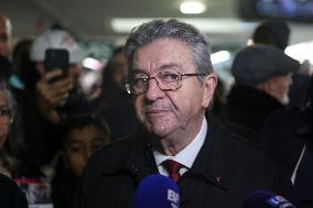 Jean-Luc Melenchon Visit To Market - Choisy-Le-Roi