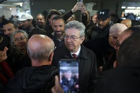 Jean-Luc Melenchon Visit To Market - Choisy-Le-Roi