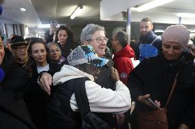 Jean-Luc Melenchon Visit To Market - Choisy-Le-Roi