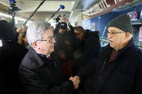 Jean-Luc Melenchon Visit To Market - Choisy-Le-Roi