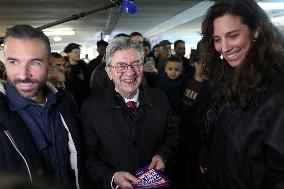 Jean-Luc Melenchon Visit To Market - Choisy-Le-Roi
