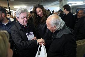 Jean-Luc Melenchon Visit To Market - Choisy-Le-Roi
