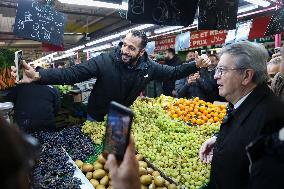 Jean-Luc Melenchon Visit To Market - Choisy-Le-Roi