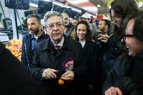 Jean-Luc Melenchon Visit To Market - Choisy-Le-Roi