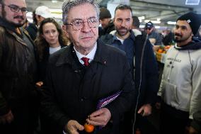 Jean-Luc Melenchon Visit To Market - Choisy-Le-Roi