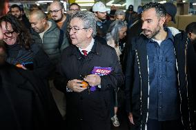 Jean-Luc Melenchon Visit To Market - Choisy-Le-Roi