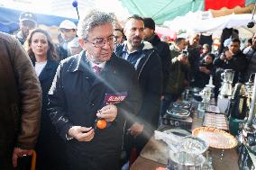 Jean-Luc Melenchon Visit To Market - Choisy-Le-Roi